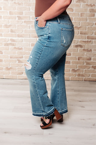 Isla Mid Rise Distressed Released Hem Bootcut Jeans-Jeans-Ave Shops-Statement Wear Fashion Boutique, Women's Fashion and Accessories located in O'Fallon, MO