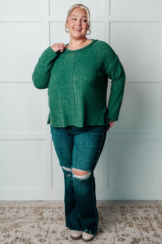 Simple Silhouette Brushed Hacci Sweater in Dark Green-Tops-Ave Shops-Statement Wear Fashion Boutique, Women's Fashion and Accessories located in O'Fallon, MO