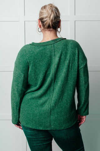 Simple Silhouette Brushed Hacci Sweater in Dark Green-Tops-Ave Shops-Statement Wear Fashion Boutique, Women's Fashion and Accessories located in O'Fallon, MO