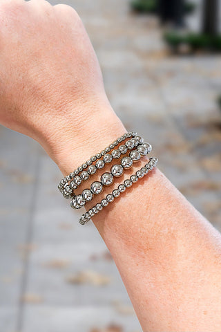 Beaded Bliss Silver Bracelet Set-Bracelets-Nash Grey-Statement Wear Fashion Boutique, Women's Fashion and Accessories located in O'Fallon, MO