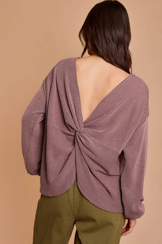 BACK TWIST DETAIL LONG SLEEVE TOP-Long Sleeves-GILLI-Statement Wear Fashion Boutique, Women's Fashion and Accessories located in O'Fallon, MO