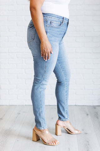 Justine High Rise Control Top Contrast Wash Skinny Jeans-Jeans-Ave Shops-Statement Wear Fashion Boutique, Women's Fashion and Accessories located in O'Fallon, MO