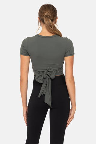Active Ruched Top with Bow Detail-Tops-Mono B-Statement Wear Fashion Boutique, Women's Fashion and Accessories located in O'Fallon, MO