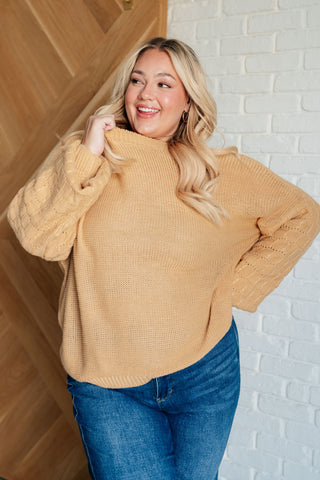 Bubbly Personality Bubble Sleeve Sweater in Wheat-Tops-Ave Shops-Statement Wear Fashion Boutique, Women's Fashion and Accessories located in O'Fallon, MO