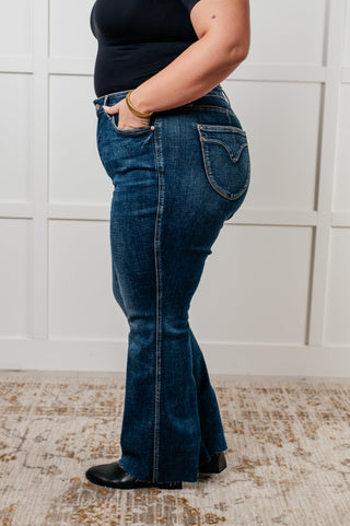 Edna High Rise Control Top Shield Pocket Flare Jeans-Jeans-Ave Shops-Statement Wear Fashion Boutique, Women's Fashion and Accessories located in O'Fallon, MO