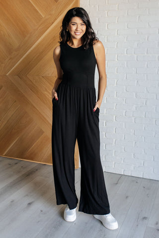 Hilary Wide Leg Jumpsuit in Black-Jumpsuits & Rompers-Ave Shops-Statement Wear Fashion Boutique, Women's Fashion and Accessories located in O'Fallon, MO