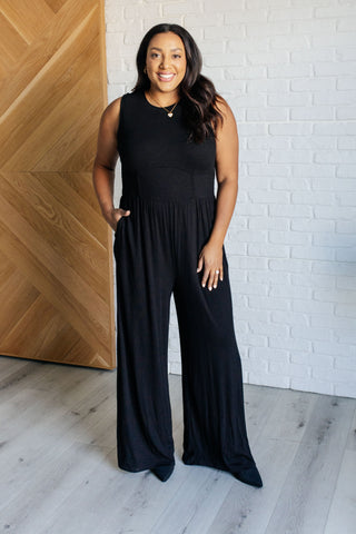 Hilary Wide Leg Jumpsuit in Black-Jumpsuits & Rompers-Ave Shops-Statement Wear Fashion Boutique, Women's Fashion and Accessories located in O'Fallon, MO