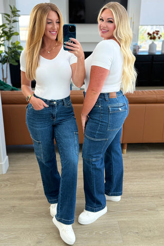 Leila High Rise Cargo Straight Jeans-Jeans-Ave Shops-Statement Wear Fashion Boutique, Women's Fashion and Accessories located in O'Fallon, MO