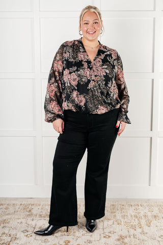 I Wish We Had it All Surplice Floral Blouse-Blouses-Ave Shops-Statement Wear Fashion Boutique, Women's Fashion and Accessories located in O'Fallon, MO