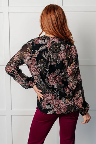 I Wish We Had it All Surplice Floral Blouse-Blouses-Ave Shops-Statement Wear Fashion Boutique, Women's Fashion and Accessories located in O'Fallon, MO