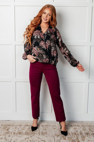 I Wish We Had it All Surplice Floral Blouse-Blouses-Ave Shops-Statement Wear Fashion Boutique, Women's Fashion and Accessories located in O'Fallon, MO