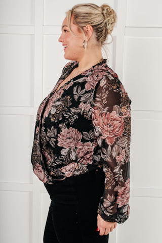 I Wish We Had it All Surplice Floral Blouse-Blouses-Ave Shops-Statement Wear Fashion Boutique, Women's Fashion and Accessories located in O'Fallon, MO