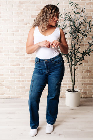 Leila High Rise Cargo Straight Jeans-Jeans-Ave Shops-Statement Wear Fashion Boutique, Women's Fashion and Accessories located in O'Fallon, MO