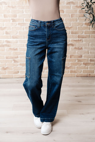 Leila High Rise Cargo Straight Jeans-Jeans-Ave Shops-Statement Wear Fashion Boutique, Women's Fashion and Accessories located in O'Fallon, MO