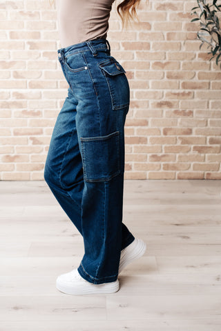 Leila High Rise Cargo Straight Jeans-Jeans-Ave Shops-Statement Wear Fashion Boutique, Women's Fashion and Accessories located in O'Fallon, MO