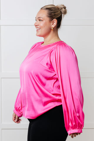 Not Exaggerating Satin Puff Sleeve Blouse-Blouses-Ave Shops-Statement Wear Fashion Boutique, Women's Fashion and Accessories located in O'Fallon, MO