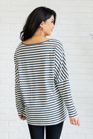 Obviously Mine Striped Oversized Top-Tops-Ave Shops-Statement Wear Fashion Boutique, Women's Fashion and Accessories located in O'Fallon, MO