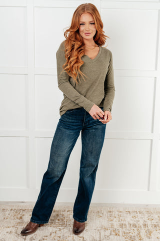 On a Roll Ribbed Knit V Neck Long Sleeve Top-Tops-Ave Shops-Statement Wear Fashion Boutique, Women's Fashion and Accessories located in O'Fallon, MO