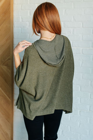 Perfectly Poised Hooded Poncho in Olive-Layers-Ave Shops-Statement Wear Fashion Boutique, Women's Fashion and Accessories located in O'Fallon, MO