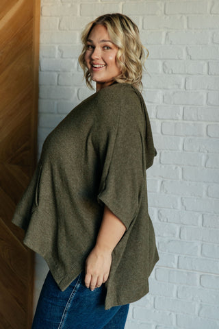 Perfectly Poised Hooded Poncho in Olive-Layers-Ave Shops-Statement Wear Fashion Boutique, Women's Fashion and Accessories located in O'Fallon, MO