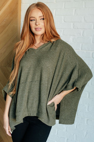 Perfectly Poised Hooded Poncho in Olive-Layers-Ave Shops-Statement Wear Fashion Boutique, Women's Fashion and Accessories located in O'Fallon, MO