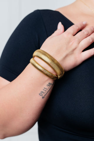 Sassy but Classy Ribbed Bangles in Gold Set of 3-Accessories-Ave Shops-Statement Wear Fashion Boutique, Women's Fashion and Accessories located in O'Fallon, MO