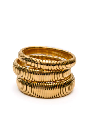 Sassy but Classy Ribbed Bangles in Gold Set of 3-Accessories-Ave Shops-Statement Wear Fashion Boutique, Women's Fashion and Accessories located in O'Fallon, MO