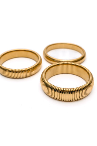 Sassy but Classy Ribbed Bangles in Gold Set of 3-Accessories-Ave Shops-Statement Wear Fashion Boutique, Women's Fashion and Accessories located in O'Fallon, MO