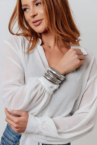 Sassy but Classy Ribbed Bangles in Silver Set of 3-Accessories-Ave Shops-Statement Wear Fashion Boutique, Women's Fashion and Accessories located in O'Fallon, MO