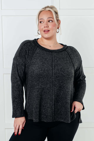 Simple Silhouette Brushed Hacci Sweater in Black-Tops-Ave Shops-Statement Wear Fashion Boutique, Women's Fashion and Accessories located in O'Fallon, MO