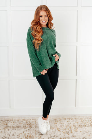 Simple Silhouette Brushed Hacci Sweater in Dark Green-Tops-Ave Shops-Statement Wear Fashion Boutique, Women's Fashion and Accessories located in O'Fallon, MO