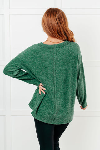 Simple Silhouette Brushed Hacci Sweater in Dark Green-Tops-Ave Shops-Statement Wear Fashion Boutique, Women's Fashion and Accessories located in O'Fallon, MO