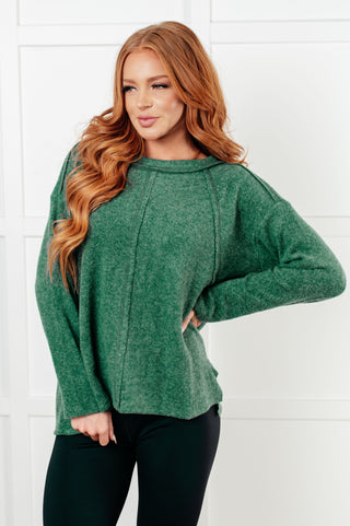 Simple Silhouette Brushed Hacci Sweater in Dark Green-Tops-Ave Shops-Statement Wear Fashion Boutique, Women's Fashion and Accessories located in O'Fallon, MO