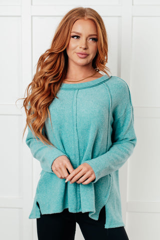 Simple Silhouette Brushed Hacci Sweater in Dusty Teal-Tops-Ave Shops-Statement Wear Fashion Boutique, Women's Fashion and Accessories located in O'Fallon, MO