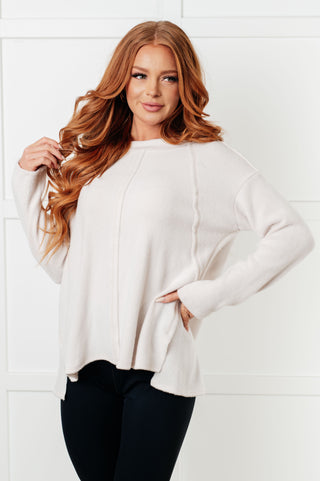 Simple Silhouette Brushed Hacci Sweater in Sand Beige-Tops-Ave Shops-Statement Wear Fashion Boutique, Women's Fashion and Accessories located in O'Fallon, MO