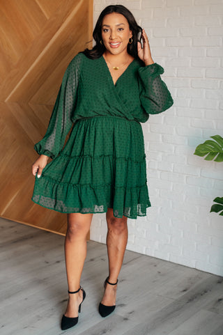 Starlit Glow V-Neck Tiered Dress in Hunter Green-Dresses-Ave Shops-Statement Wear Fashion Boutique, Women's Fashion and Accessories located in O'Fallon, MO