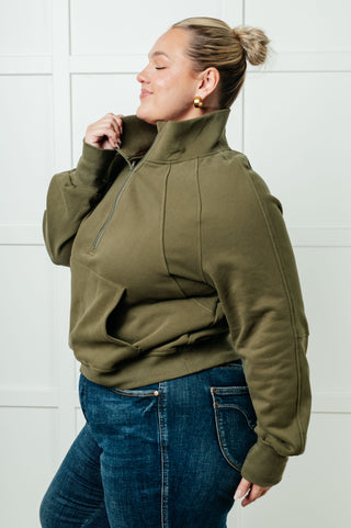 Under Her Spell Half Zip Pullover in Green-Tops-Ave Shops-Statement Wear Fashion Boutique, Women's Fashion and Accessories located in O'Fallon, MO