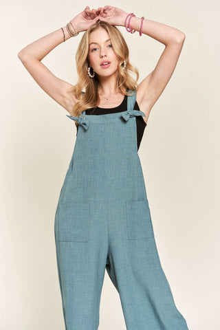 ADORA Knotted Wide Strap Wide Leg Overalls-Jumpsuits & Rompers-Trendsi-Statement Wear Fashion Boutique, Women's Fashion and Accessories located in O'Fallon, MO