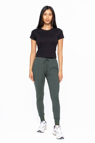 GREEN - Slim Fit Paneled Joggers-Joggers-Mono B-Statement Wear Fashion Boutique, Women's Fashion and Accessories located in O'Fallon, MO