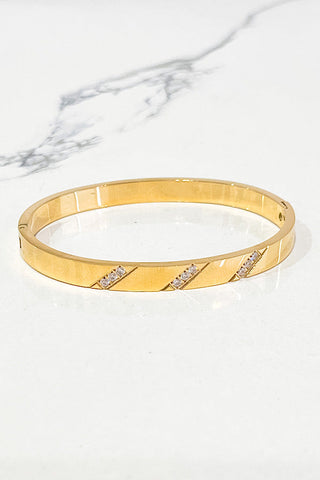 Natural Elements Gold CZ Bangle Bracelet-Bracelets-Nash Grey-Statement Wear Fashion Boutique, Women's Fashion and Accessories located in O'Fallon, MO